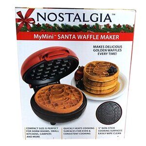 NIB Nostalgia My Mini Santa Waffle Maker Christmas Holiday Limited Edition